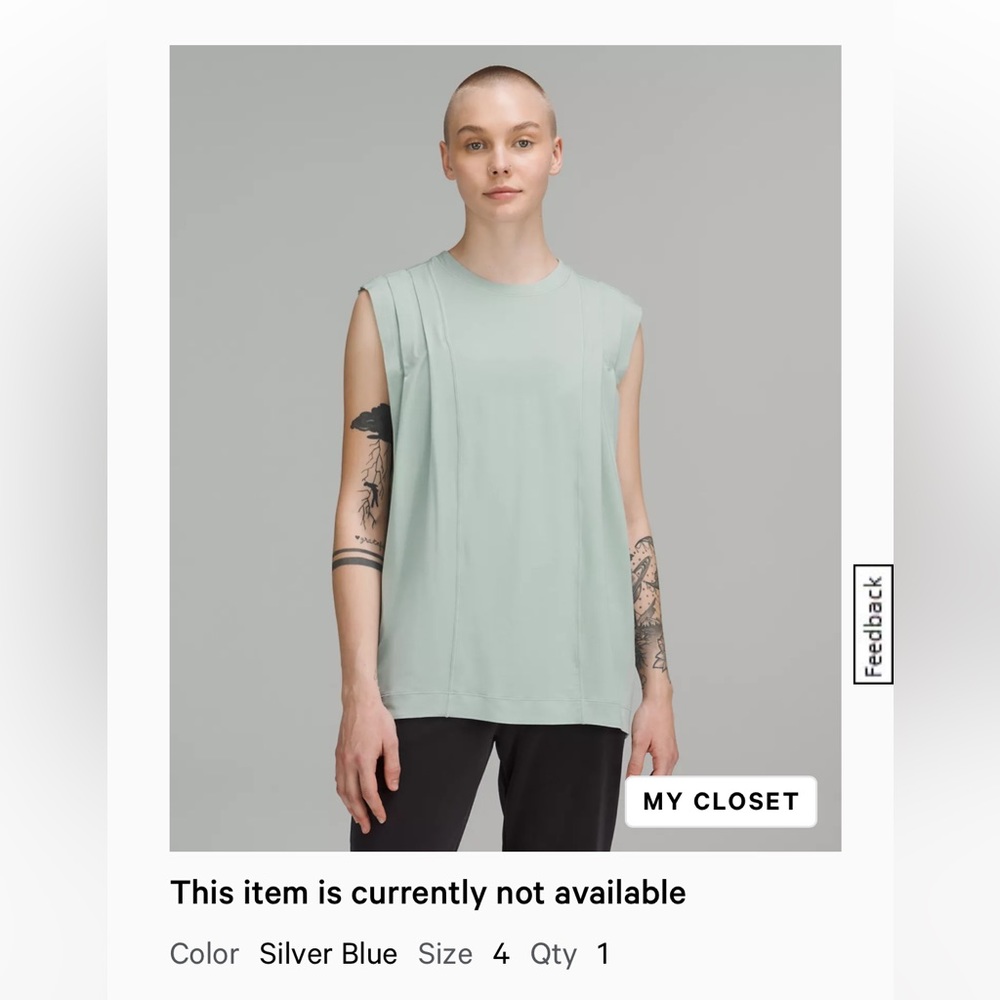 Lululemon tank silver blue size 4